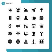 Modern Set of 25 Solid Glyphs and symbols such as phone cell car building search Editable Vector Design Elements