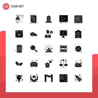 User Interface Pack of 25 Basic Solid Glyphs of form project script clip rip Editable Vector Design Elements