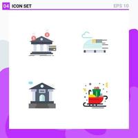 conjunto moderno de 4 iconos y símbolos planos, como elementos de diseño vectorial editables de carro de bala financiera de cuenta bancaria vector