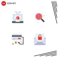 Modern Set of 4 Flat Icons Pictograph of business business report food credit Editable Vector Design Elements