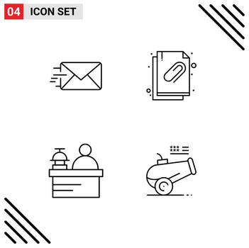 4 Line concept for Websites Mobile and Apps email manager attached document file cannon Editable Vector Design Elements