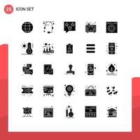 25 Thematic Vector Solid Glyphs and Editable Symbols of paint art bubble mask star Editable Vector Design Elements