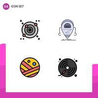 Universal Icon Symbols Group of 4 Modern Filledline Flat Colors of galaxy proceed android robot strong hair Editable Vector Design Elements