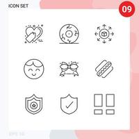 Set of 9 Modern UI Icons Symbols Signs for ribbon black friday ecommerce child baby Editable Vector Design Elements