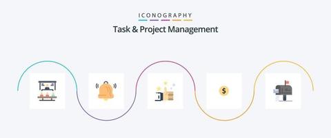 Task And Project Management Flat 5 Icon Pack Including message. mail. favorites. box. money vector