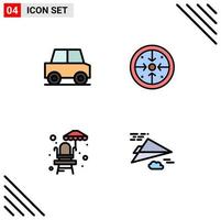 Modern Set of 4 Filledline Flat Colors and symbols such as automobile life guard chair vehicles implementation park Editable Vector Design Elements