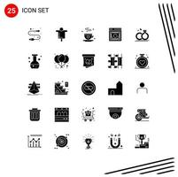 User Interface Pack of 25 Basic Solid Glyphs of ring security coffee protection network Editable Vector Design Elements