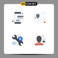 conjunto de pictogramas de 4 iconos planos simples de equipo de tarjeta servicio eléctrico esgrima elementos de diseño vectorial editables vector