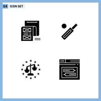 Universal Icon Symbols Group of 4 Modern Solid Glyphs of document sport message ball gdpr Editable Vector Design Elements