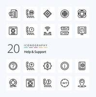 20 Help And Support Line icon Pack like email communication interface file document vector