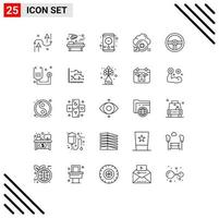 Group of 25 Lines Signs and Symbols for device data surgery chip cloud Editable Vector Design Elements