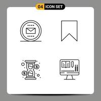 paquete de iconos de vector de stock de 4 signos y símbolos de línea para elementos de diseño de vector editables de hora de instagram de letra de etiqueta básica