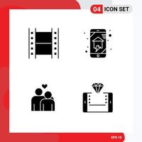 Pack of creative Solid Glyphs of film couple multimedia home networking marriage Editable Vector Design Elements