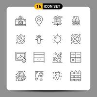 16 iconos creativos signos y símbolos modernos de construcción chaqueta marcador chaleco nota elementos de diseño vectorial editables vector