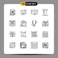 16 Universal Outlines Set for Web and Mobile Applications web advert billboard finance advert screw Editable Vector Design Elements