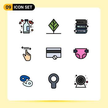 Mobile Interface Filledline Flat Color Set of 9 Pictograms of right hand tree gestures learning Editable Vector Design Elements