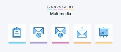 Multimedia Blue 5 Icon Pack Including . sync. presentation. analytics. Creative Icons Design vector