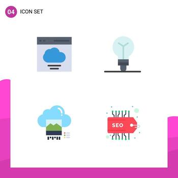4 iconos creativos signos y símbolos modernos del proceso de usuario de archivos en la nube elementos de diseño de vectores editables en línea