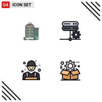 4 Thematic Vector Filledline Flat Colors and Editable Symbols of building farmer top server rancher Editable Vector Design Elements