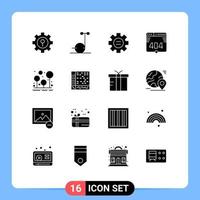 16 User Interface Solid Glyph Pack of modern Signs and Symbols of survival forest education camping error Editable Vector Design Elements