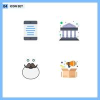 Editable Vector Line Pack of 4 Simple Flat Icons of interface movember user investment beared Editable Vector Design Elements