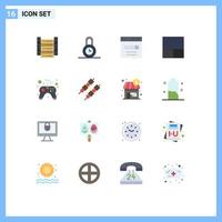 Set of 16 Modern UI Icons Symbols Signs for video game controller engine control grid Editable Pack of Creative Vector Design Elements