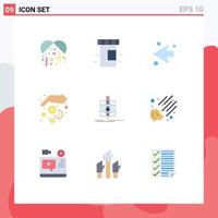 User Interface Pack of 9 Basic Flat Colors of science pollution left monitoring money saving Editable Vector Design Elements