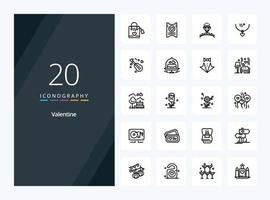 20 Valentine Outline icon for presentation vector