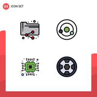 4 User Interface Filledline Flat Color Pack of modern Signs and Symbols of share computer folder chemistry achievement Editable Vector Design Elements