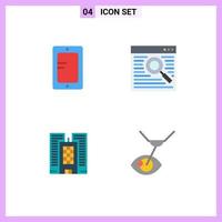 Pack of 4 Modern Flat Icons Signs and Symbols for Web Print Media such as mobile business school webpage eye surgery Editable Vector Design Elements