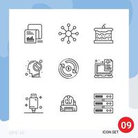 Set of 9 Vector Outlines on Grid for finance forbidden bakery closed human Editable Vector Design Elements