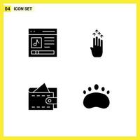 Pictogram Set of 4 Simple Solid Glyphs of communication up music four money Editable Vector Design Elements