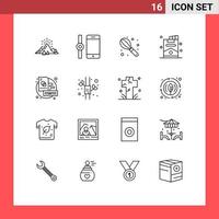 paquete de iconos de vector de stock de 16 signos y símbolos de línea para elementos de diseño de vector editables de cigarrillos de fiesta manual de tablero de bocetos