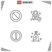 4 User Interface Line Pack of modern Signs and Symbols of ban question lock about cleaning Editable Vector Design Elements