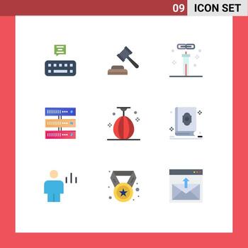 paquete de 9 colores planos creativos de matraces de bolsa pequeña datos de red elementos de diseño vectorial editables vector