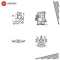 4 Thematic Vector Filledline Flat Colors and Editable Symbols of achievement hipster drag ui male Editable Vector Design Elements