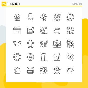 Modern Set of 25 Lines and symbols such as plus circle flower add new Editable Vector Design Elements