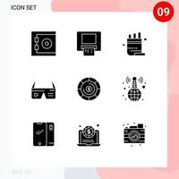 Pack of 9 creative Solid Glyphs of investment budget pot google digital Editable Vector Design Elements