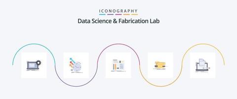 Data Science And Fabrication Lab Flat 5 Icon Pack Including skrewdriver. box. regularities. workshop. diy vector