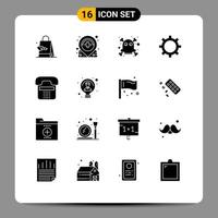 conjunto de 16 iconos de interfaz de usuario modernos signos de símbolos para contacto telefónico gestión de comunicación peligrosa elementos de diseño vectorial editables vector