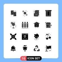 Set of 16 Modern UI Icons Symbols Signs for summer drink news powder eye shadow Editable Vector Design Elements
