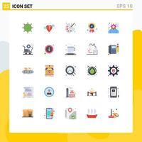 Universal Icon Symbols Group of 25 Modern Flat Colors of development reward sic medal painting Editable Vector Design Elements