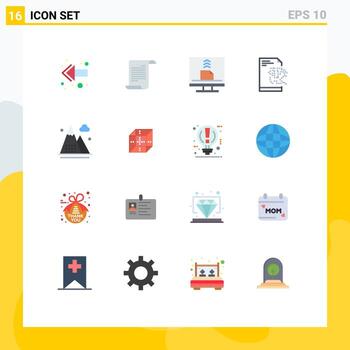 User Interface Pack of 16 Basic Flat Colors of game activities computer technology file Editable Pack of Creative Vector Design Elements