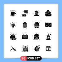 Modern Set of 16 Solid Glyphs Pictograph of coffee storage beauty server climate Editable Vector Design Elements