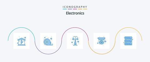 paquete de iconos de electrónica azul 5 que incluye servidores. cámara de seguridad. ligero. seguridad. cámara vector