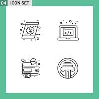 Modern Set of 4 Filledline Flat Colors and symbols such as coupon business shopping creative marketing Editable Vector Design Elements