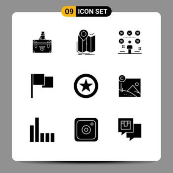 Set of 9 Commercial Solid Glyphs pack for basic user location man checklist Editable Vector Design Elements