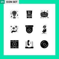 Modern Set of 9 Solid Glyphs Pictograph of camera seo shopping marketing avatar Editable Vector Design Elements