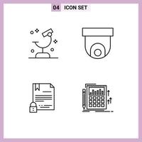 4 Line concept for Websites Mobile and Apps biology electronic signature research cctv digital Editable Vector Design Elements