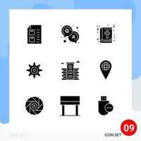 9 Universal Solid Glyphs Set for Web and Mobile Applications geo life bible city setting Editable Vector Design Elements